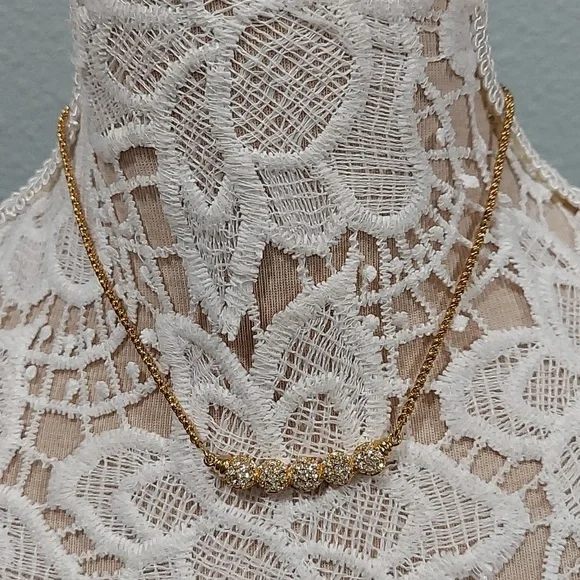 Swarovski gold tone and crystal bar necklace - Picture 1 of 3